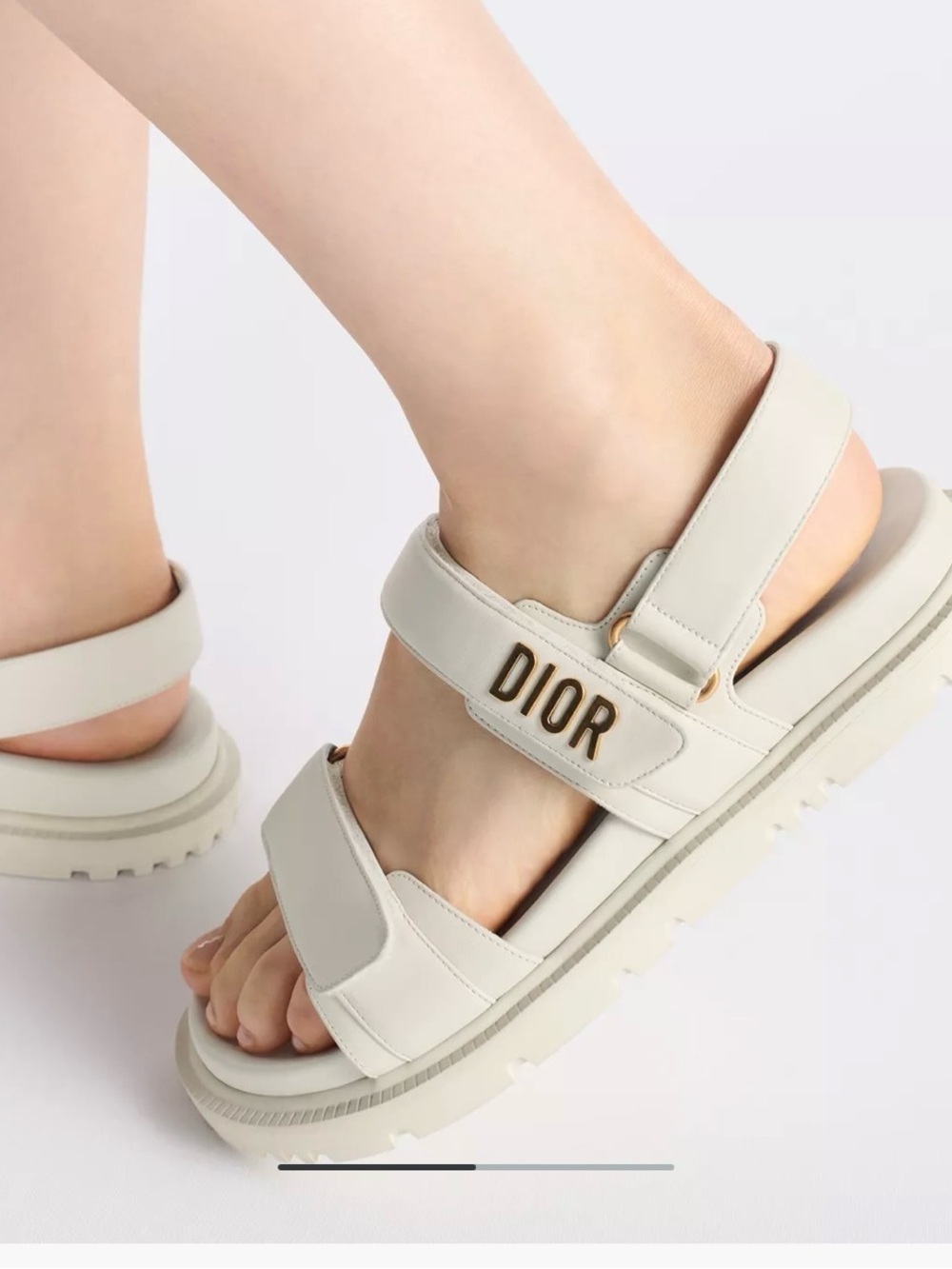 Dior Cream Logo Strap Sandals